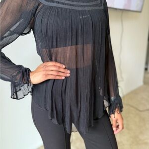 Elegant Black Sheer Women's Top